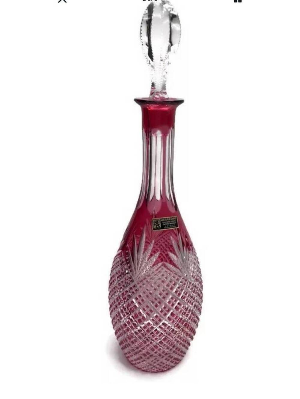 Vintage Rexxford Crystal West Germany Strawberry Diamond Ruby Decanter RARE